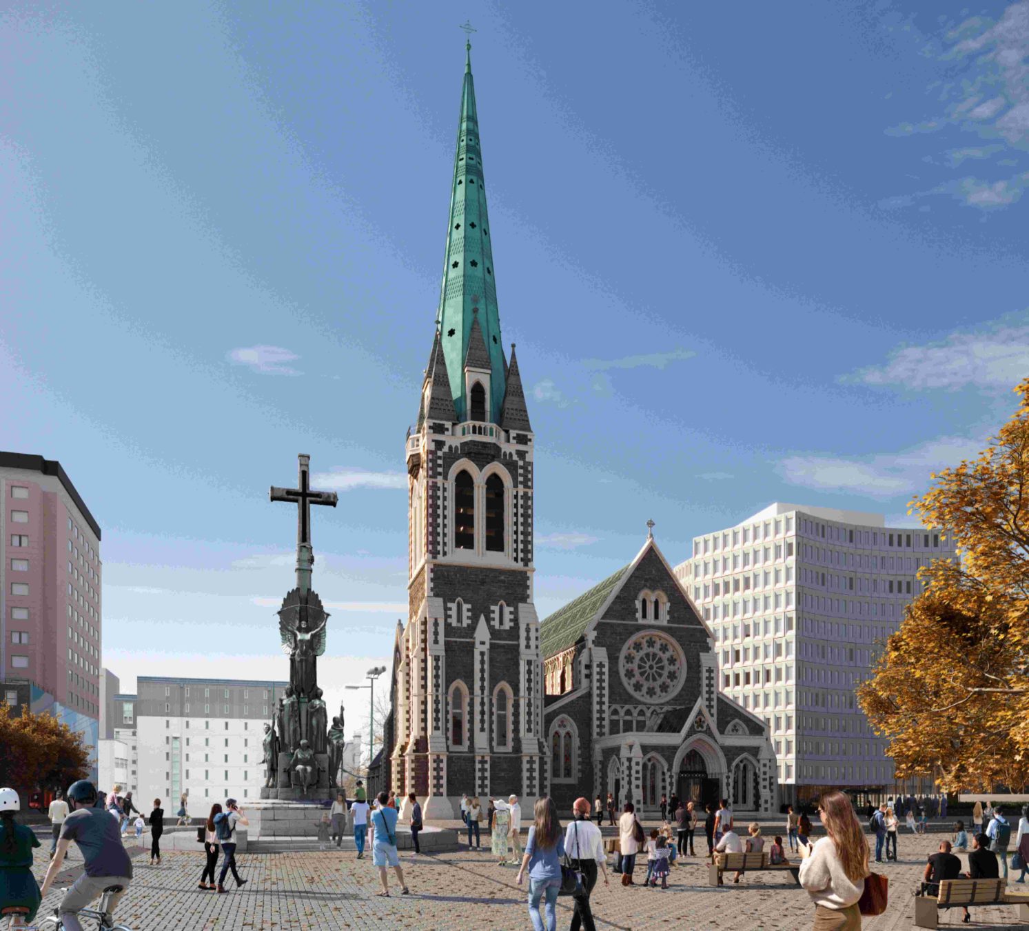 render of the reopened cathedral