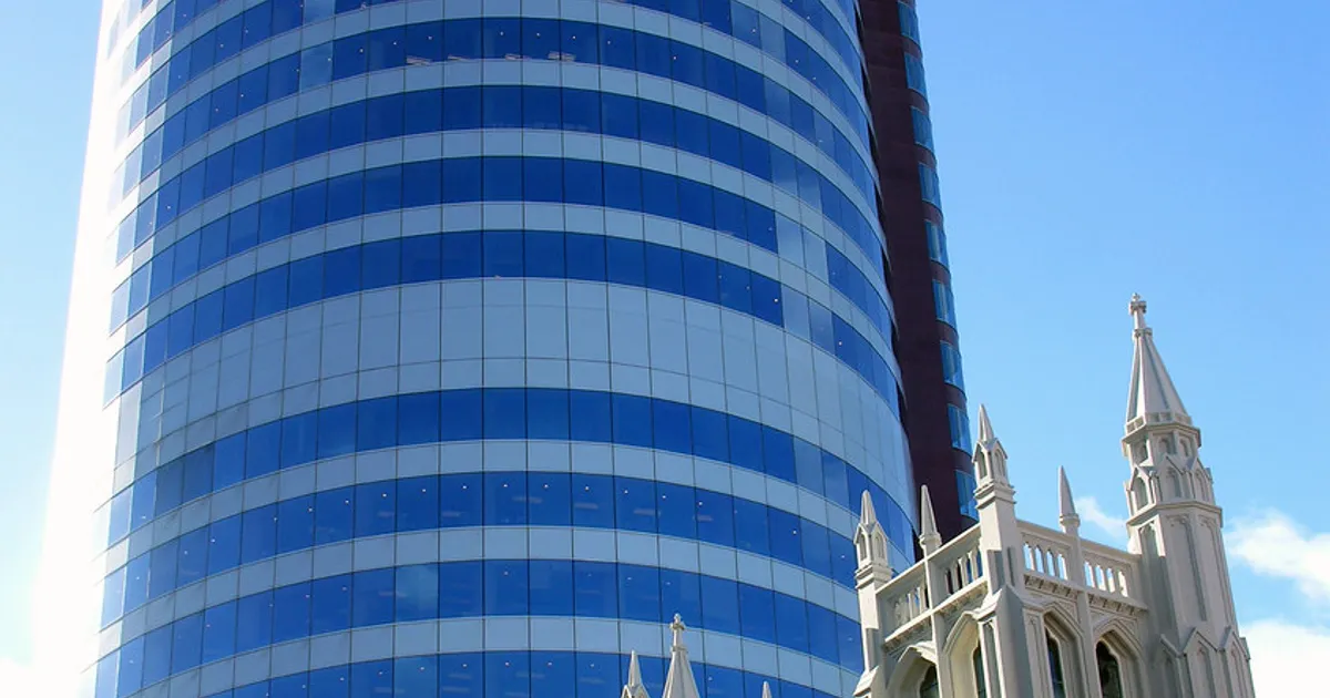 Majestic Centre and church, Wellington 3 June 2005